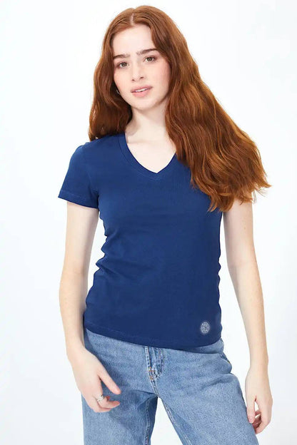 Olivia Short Sleeve V Neck T-Shirt Navy