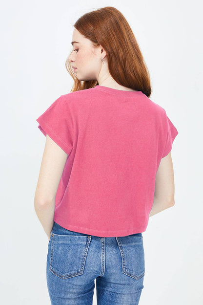 Izzy Short Sleeve Boxy Crop T-Shirt Razr Pink