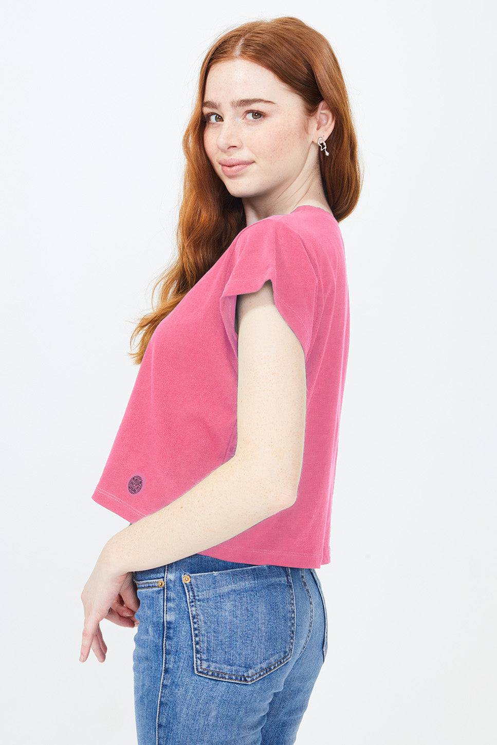 Izzy Short Sleeve Boxy Crop T-Shirt Razr Pink