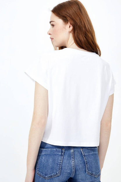 Izzy Short Sleeve Boxy Crop T-Shirt White